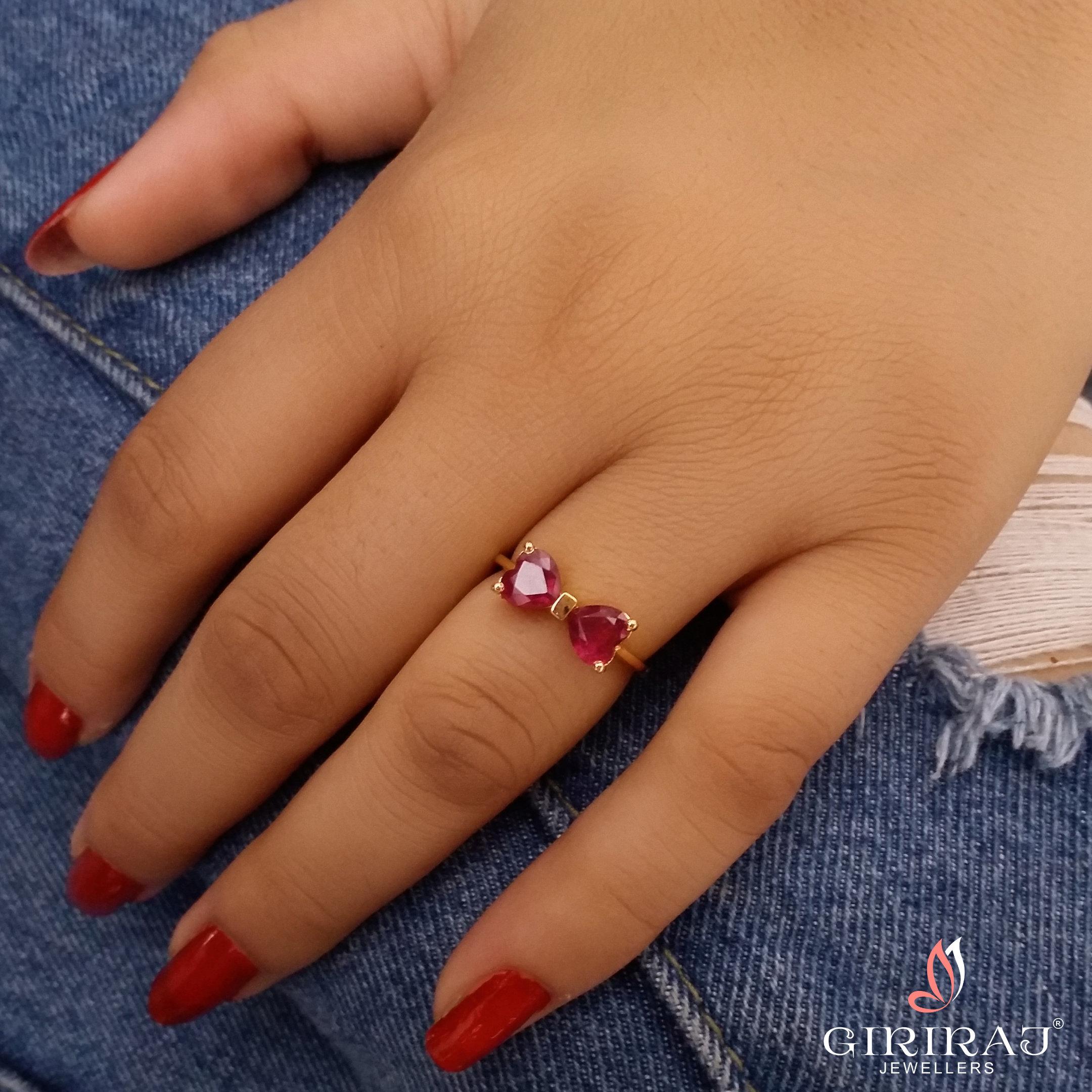 Natural Emerald Cut ruby ring - Shraddha Shree Gems