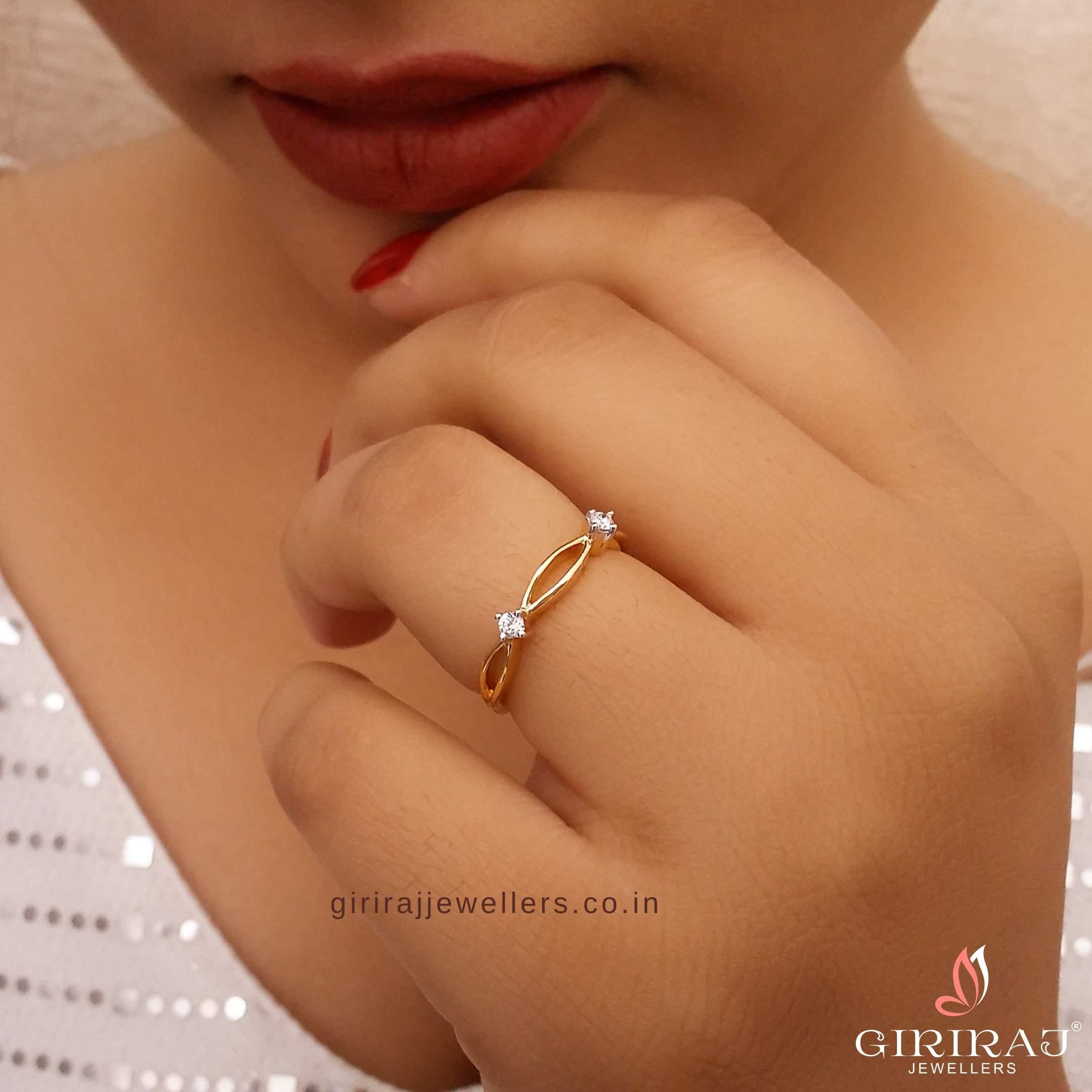 Buy Madeline Diamond Ring 18 KT yellow gold (1.97 gm). | Online By Giriraj Jewellers