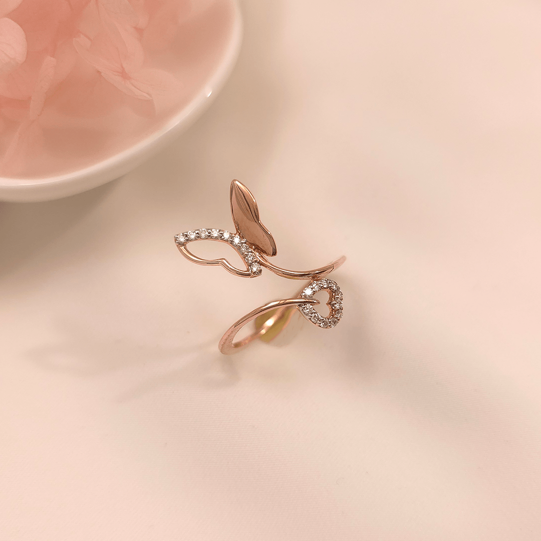 Buy Dona Butterfly Diamond Ring 18 KT rose gold (2.352 gm). | Online By Giriraj Jewellers