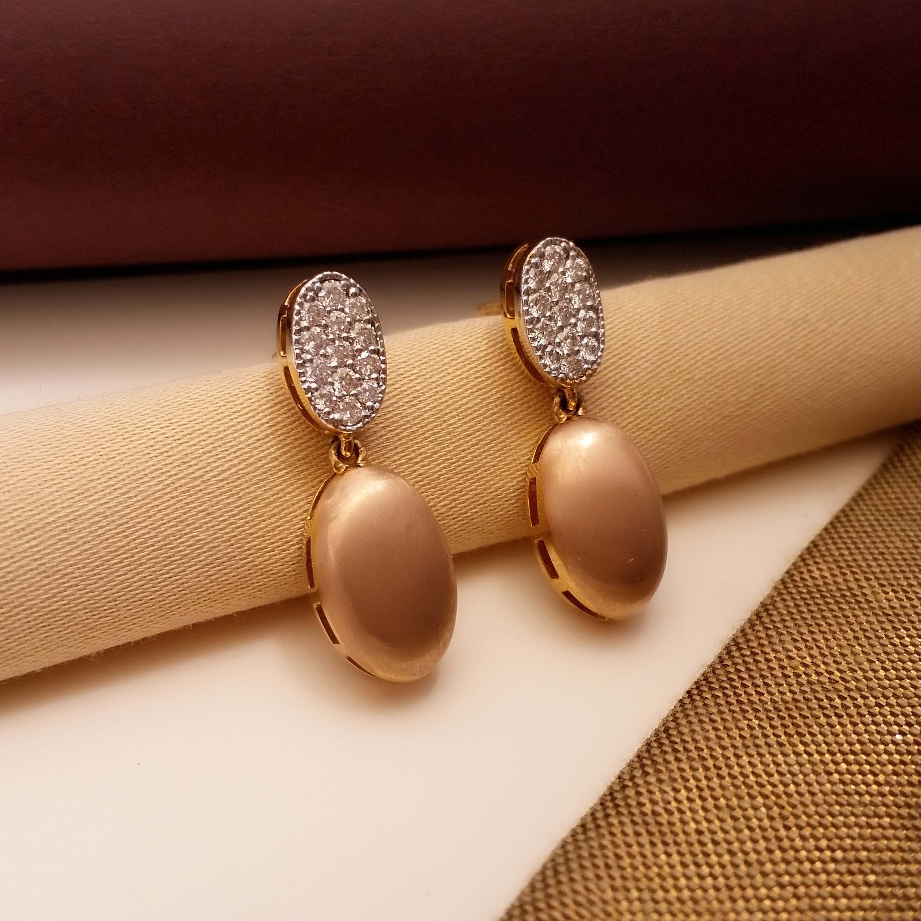 Buy Rose Gold  Diamond Dangler 18 KT rose gold (5.8 gm). | Online By Giriraj Jewellers