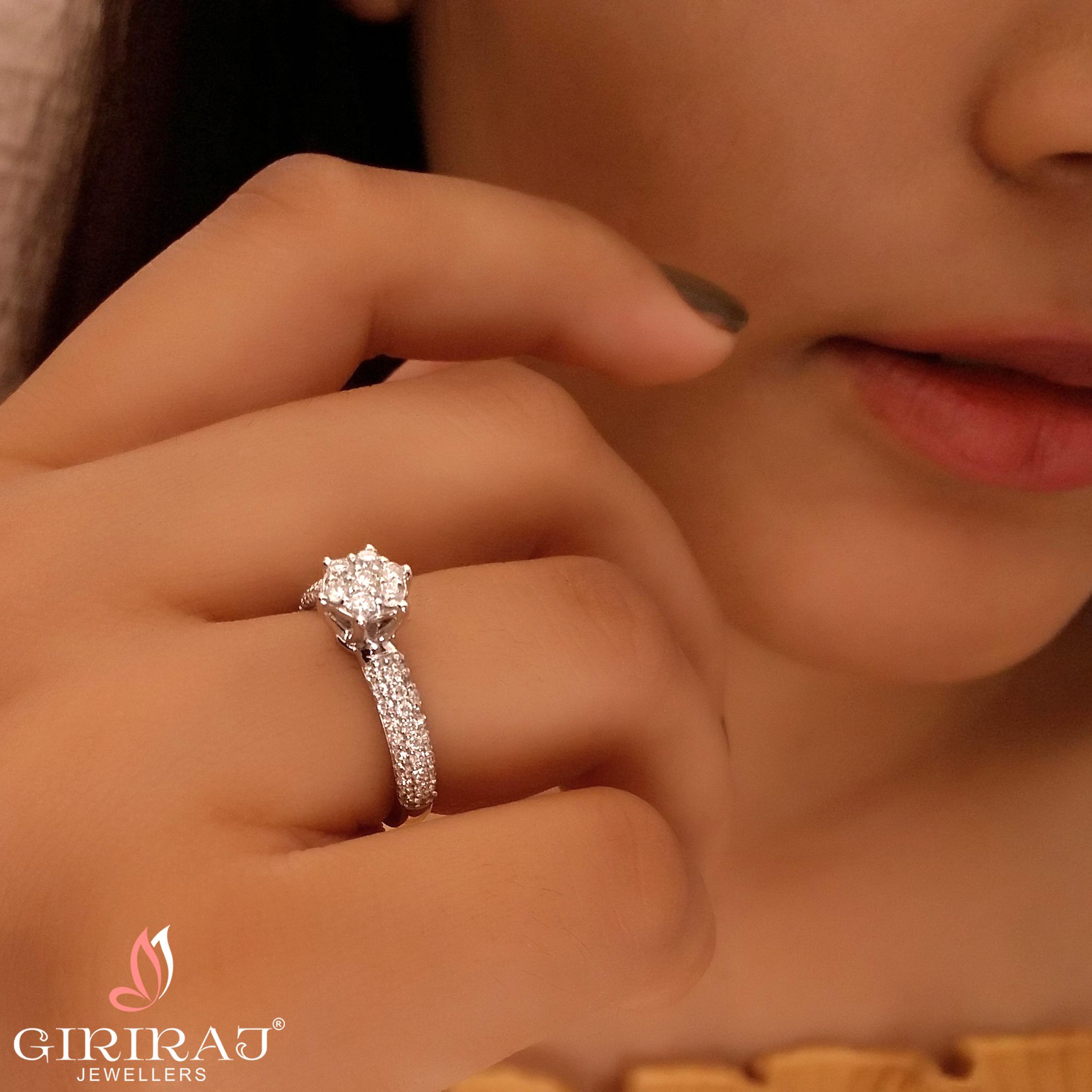 Buy Nagini Fine Diamond Ring 18 KT white gold (4.298 gm). | Online By Giriraj Jewellers