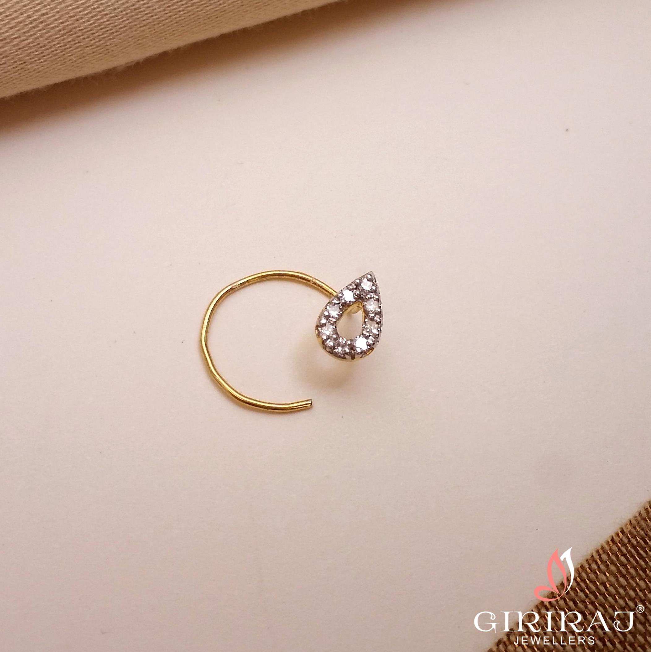 Buy Pankhuri Diamond Nose Pin 18 KT yellow gold (0.29 gm). | Online By Giriraj Jewellers