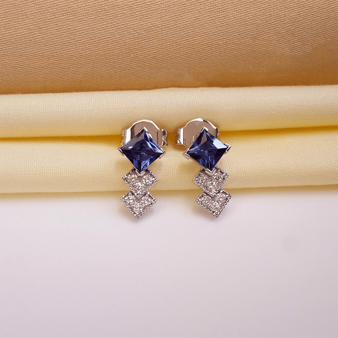 Buy Blue Fair Stud Earrings 18 KT white gold (3.52 gm). | Online By Giriraj Jewellers