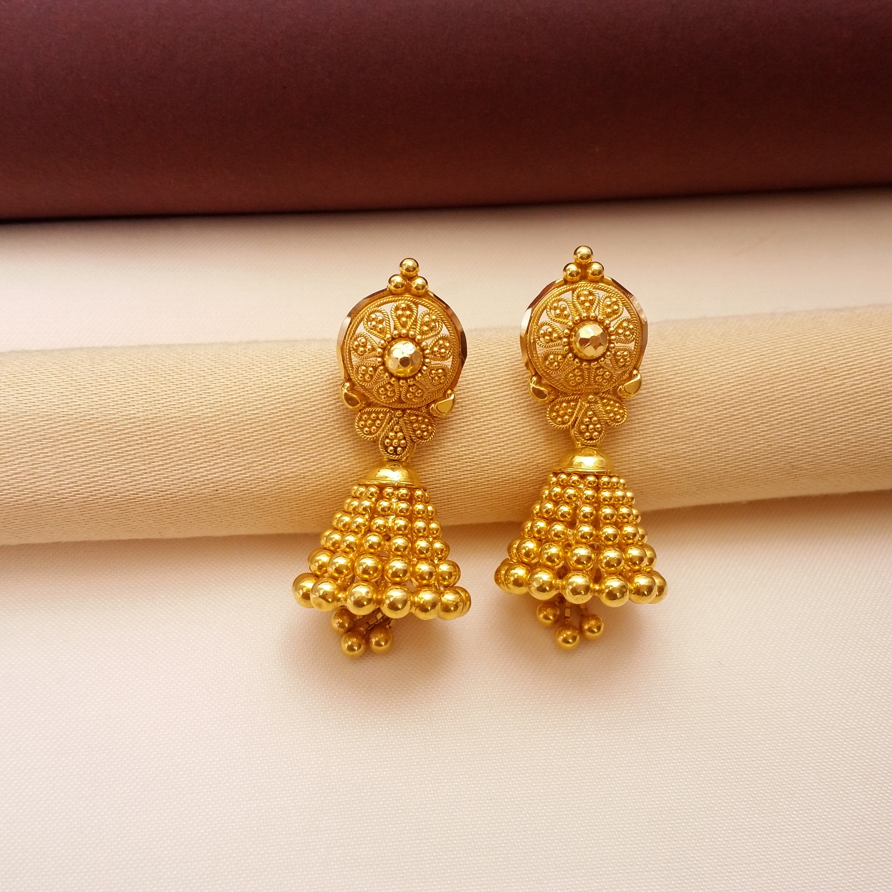 Buy Vintage Vibe Gold Jhumka 22 KT yellow gold (9.05 gm). | Online By Giriraj Jewellers