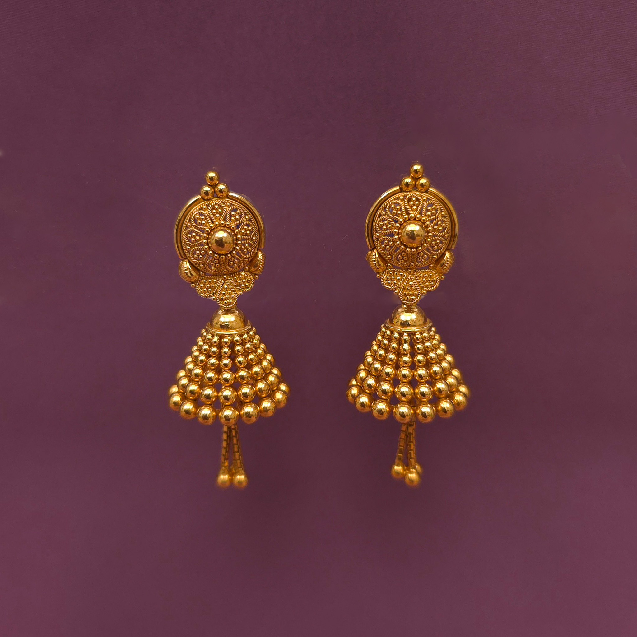 Buy Vintage Vibe Gold Jhumka 22 KT yellow gold (9.05 gm). | Online By Giriraj Jewellers