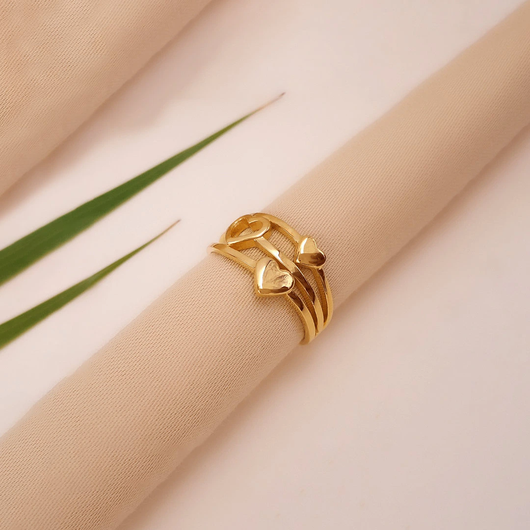 Buy Dil se Dil Tak Heart Patterned Gold Ring 22 KT yellow gold (3.99 gm). | Online By Giriraj Jewellers