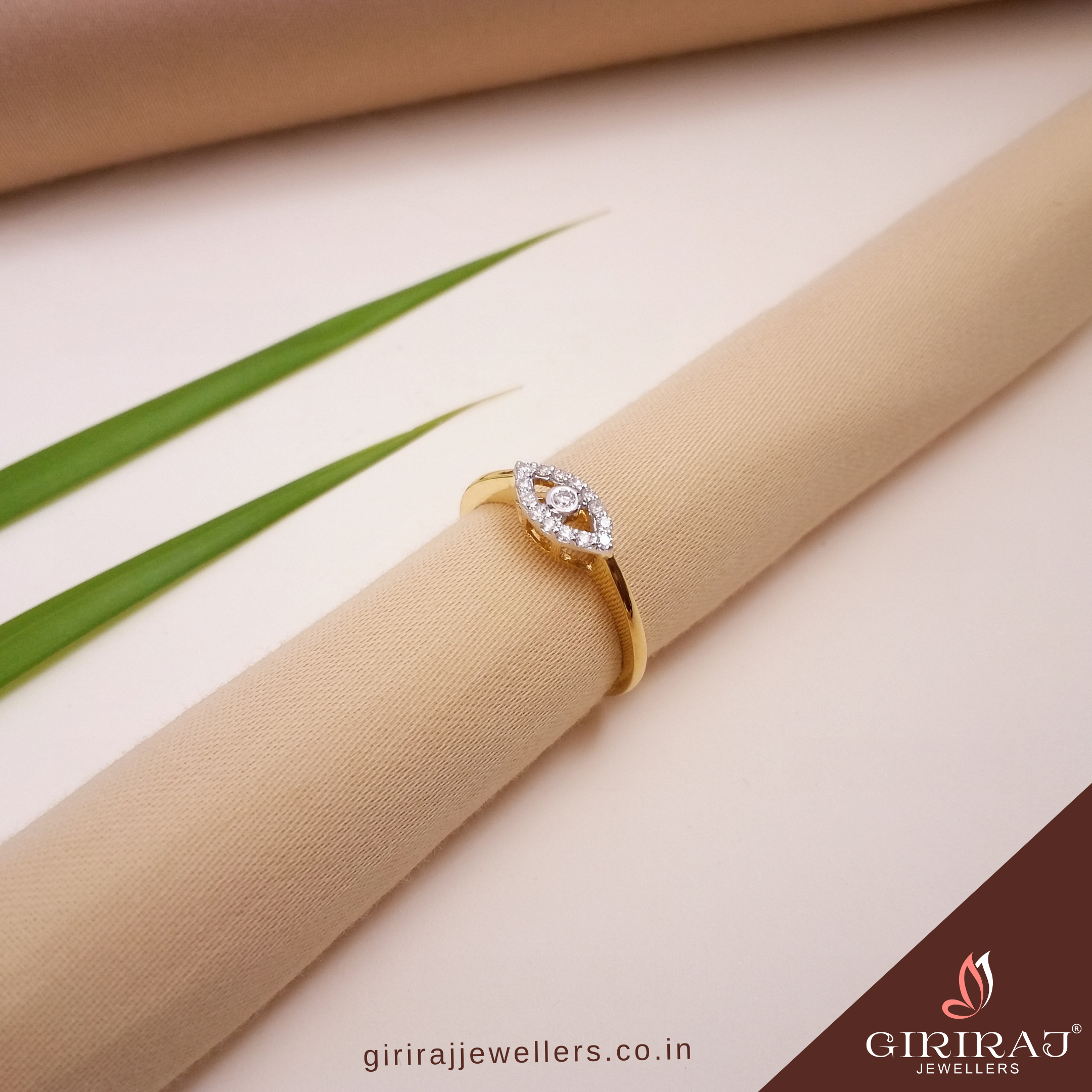 Buy Esthetic Diamond Ring 18 KT yellow gold (2.08 gm). | Online By Giriraj Jewellers