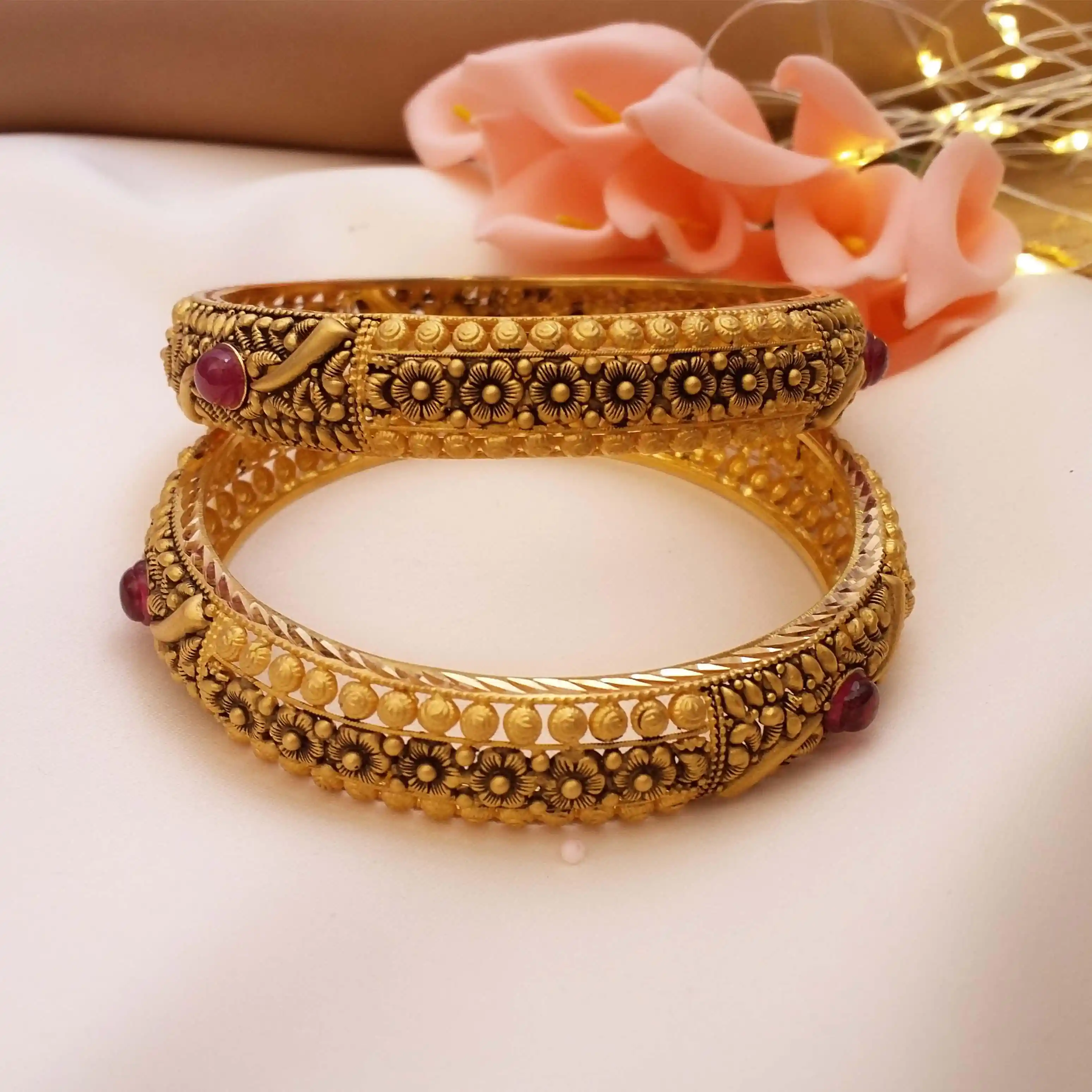 Buy Mia Intricate Gold Bangles 22 KT yellow gold (40.5 gm). | Online By Giriraj Jewellers