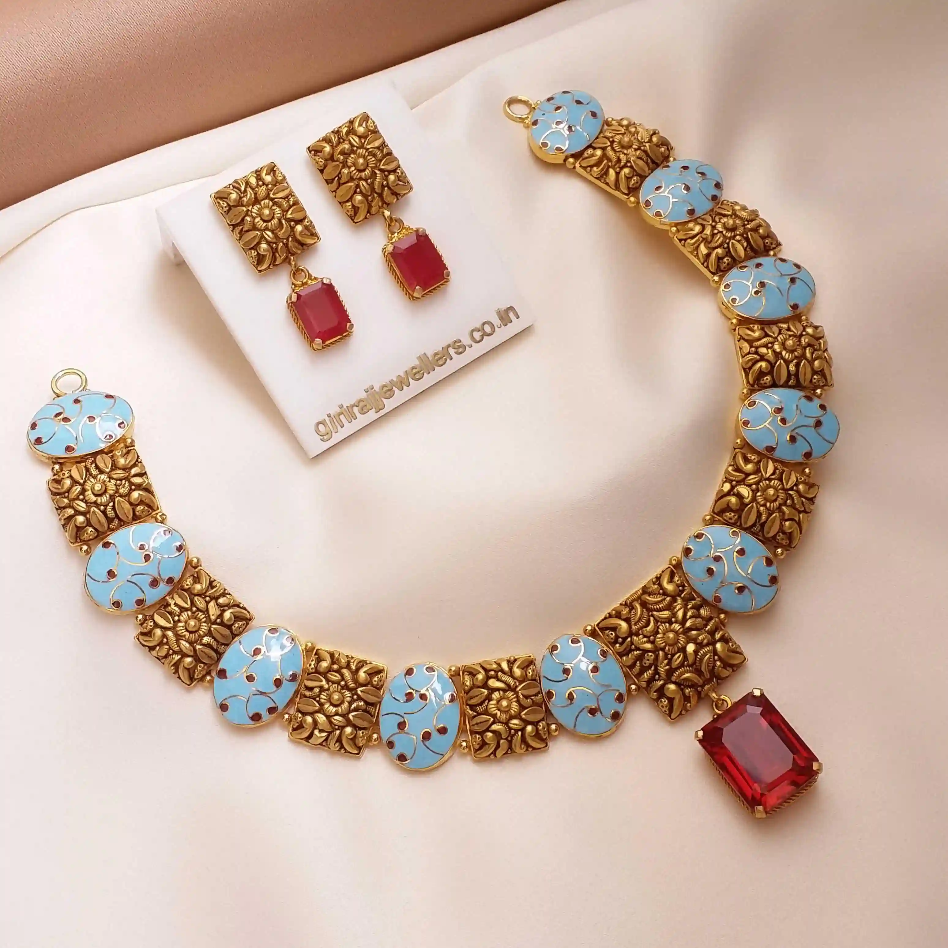 Buy Himani 22K Meenakari Gold Necklace 22 KT yellow gold (46 gm). | Online By Giriraj Jewellers