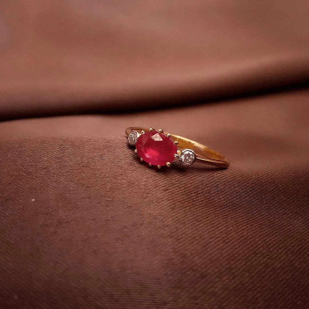 Buy Scarlett Ruby Diamond Ring 18 KT yellow gold (1.748 gm). | Online By Giriraj Jewellers