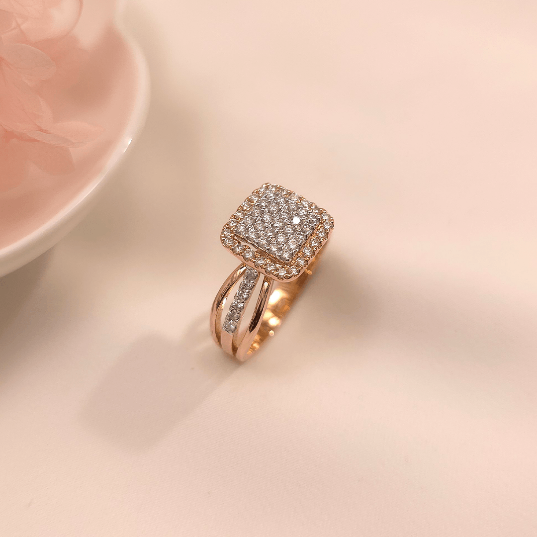 Buy Molly Rose Gold Diamond Ring 18 KT rose gold (5.19 gm). At Best Price In India. Check Rings New Designs At Giriraj Jewellers. BIS Care, Hallmark, 100% Certified | Trust & Quality of Giriraj Jewellers India | best diamond ring for engagement | Buy 18K Real Diamond Ring | buy diamond ring online | diamond ring designs | precious diamond wedding jewellery | trendy diamond rings for women | certified diamond ring collection | latest diamond jewellery designs | real diamond ring for women | solitaire designer jewellery