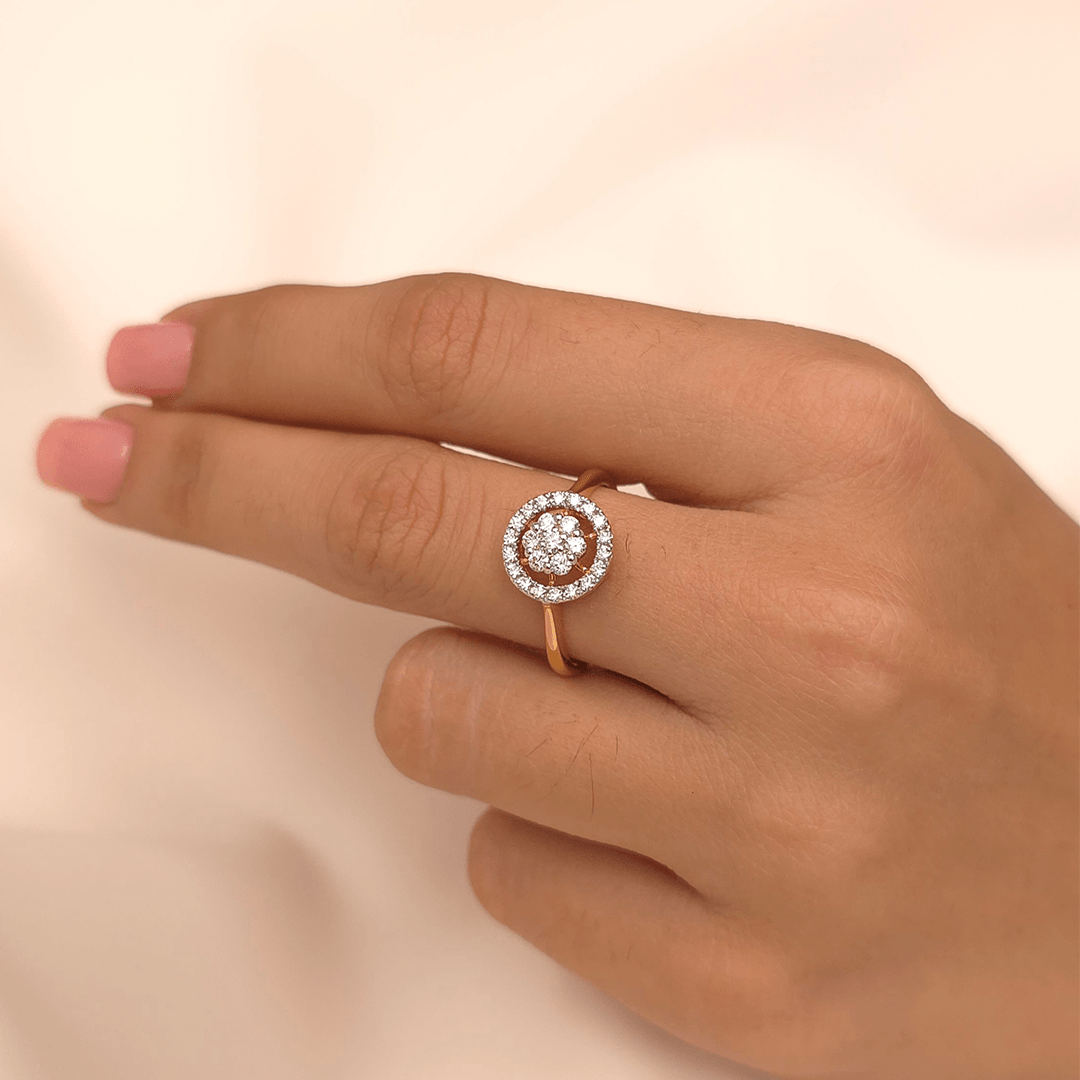 Buy Naiba Cluster Diamond Ring 18 KT yellow gold (3.084 gm). | Online By Giriraj Jewellers