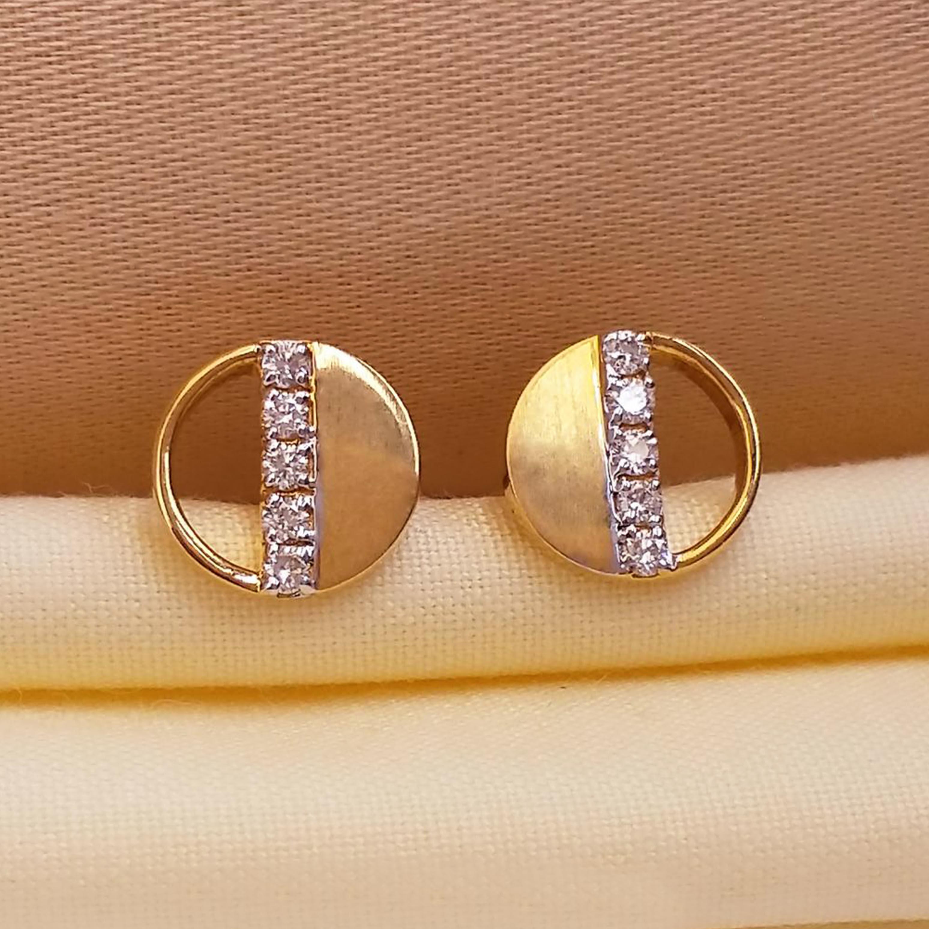 Buy Eclipse Diamond Stud 18 KT yellow gold (2.3 gm). | Online By Giriraj Jewellers