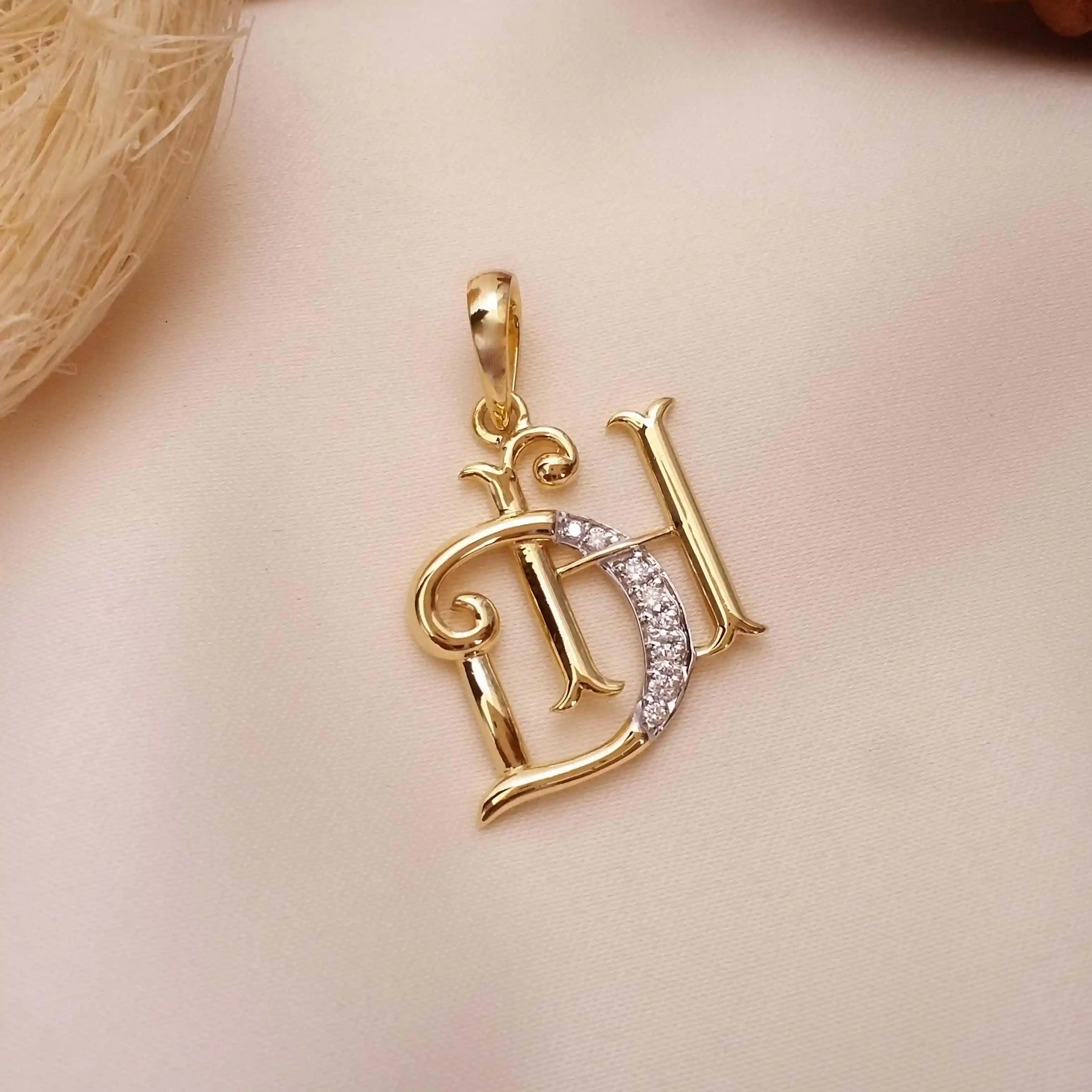 Buy DH Initial Gold Letter Pendant 18 KT yellow gold (3.3 gm). | Online By Giriraj Jewellers