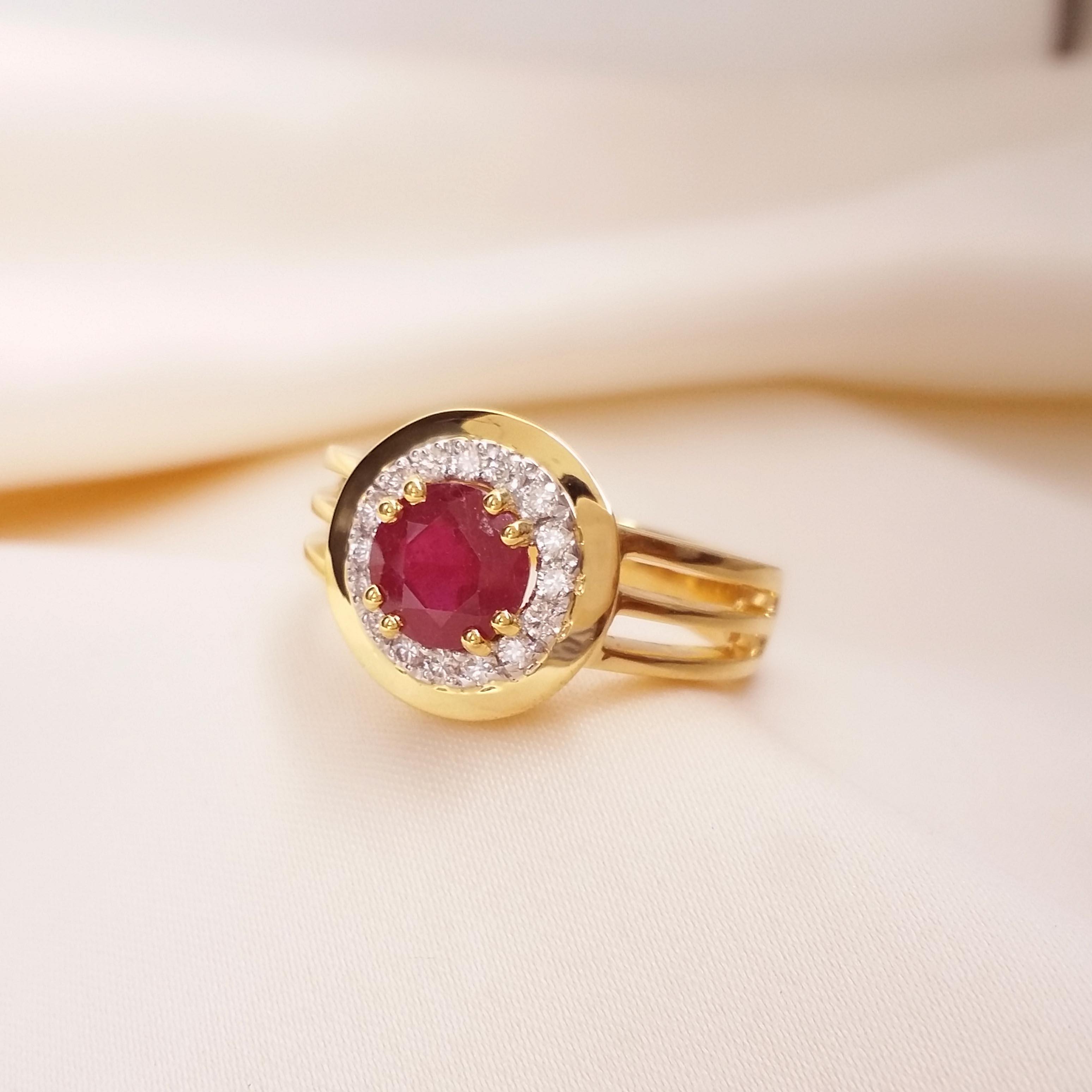 1800 Ruby Diamond Gold Cluster Ring – De Maria Jewelry