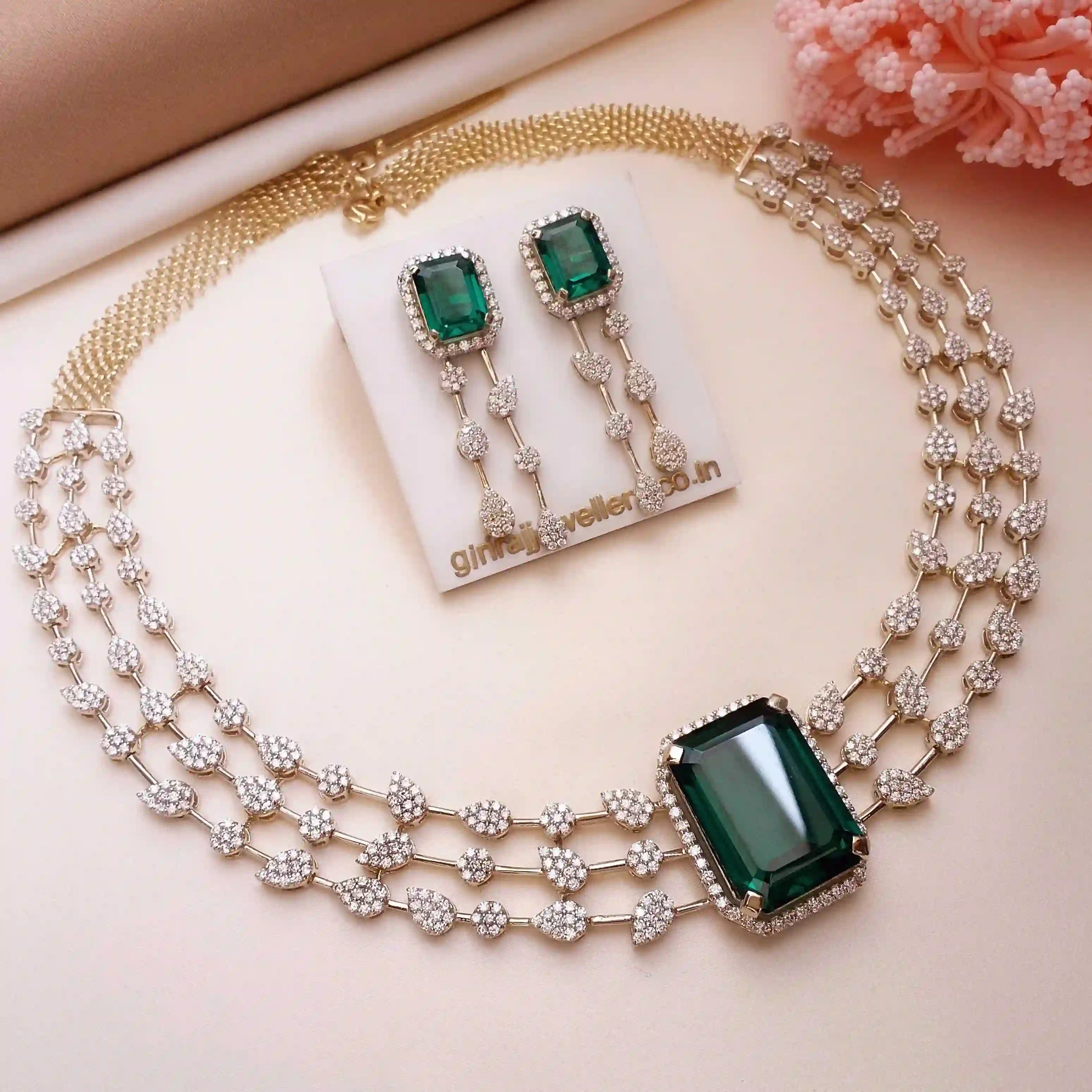 Buy Precious Petals Diamond Necklace 18 KT yellow gold (62.5 gm). | Online By Giriraj Jewellers