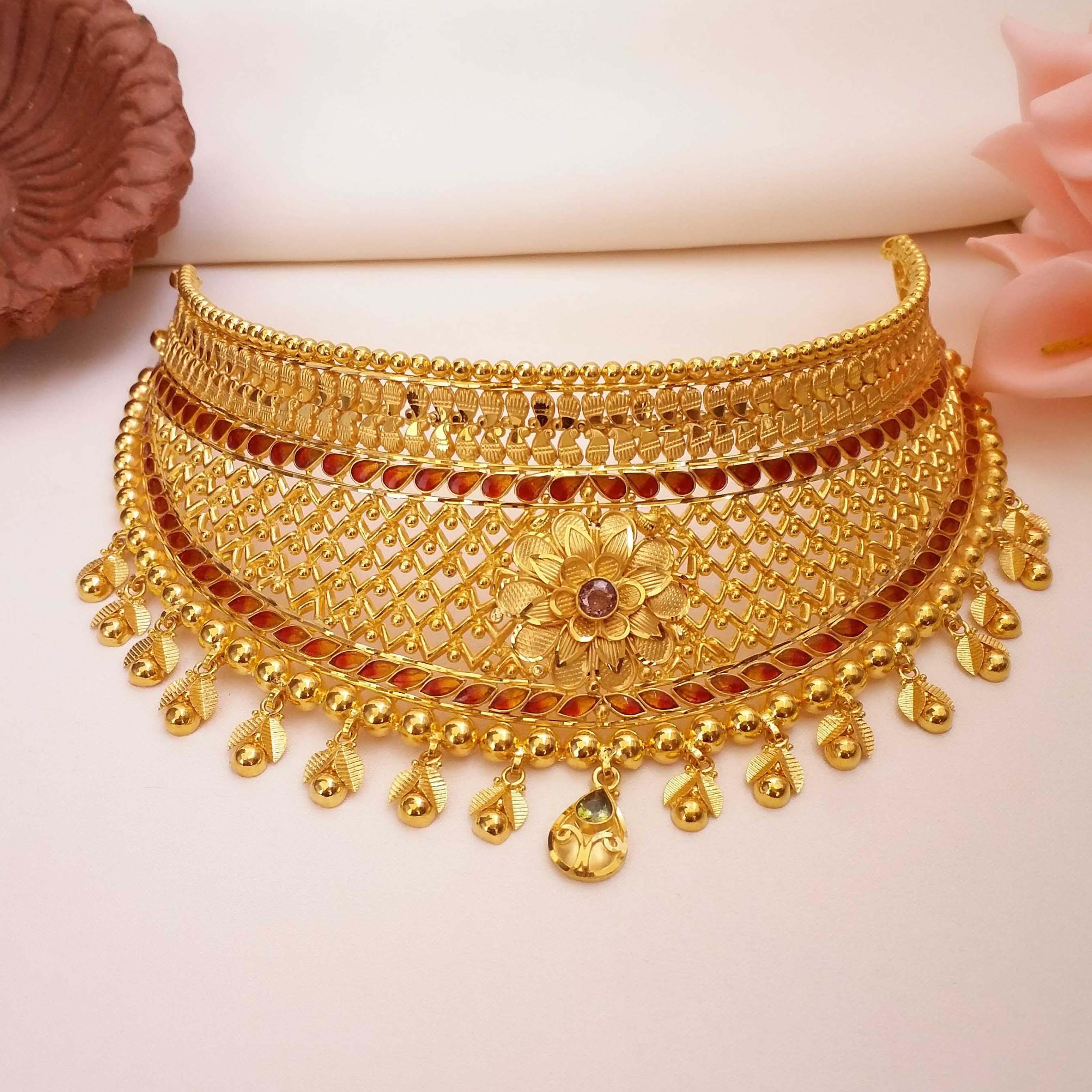 Buy Chitra 22K Gold Chokar Neckalce 22 KT yellow gold (48.3 gm). | Online By Giriraj Jewellers