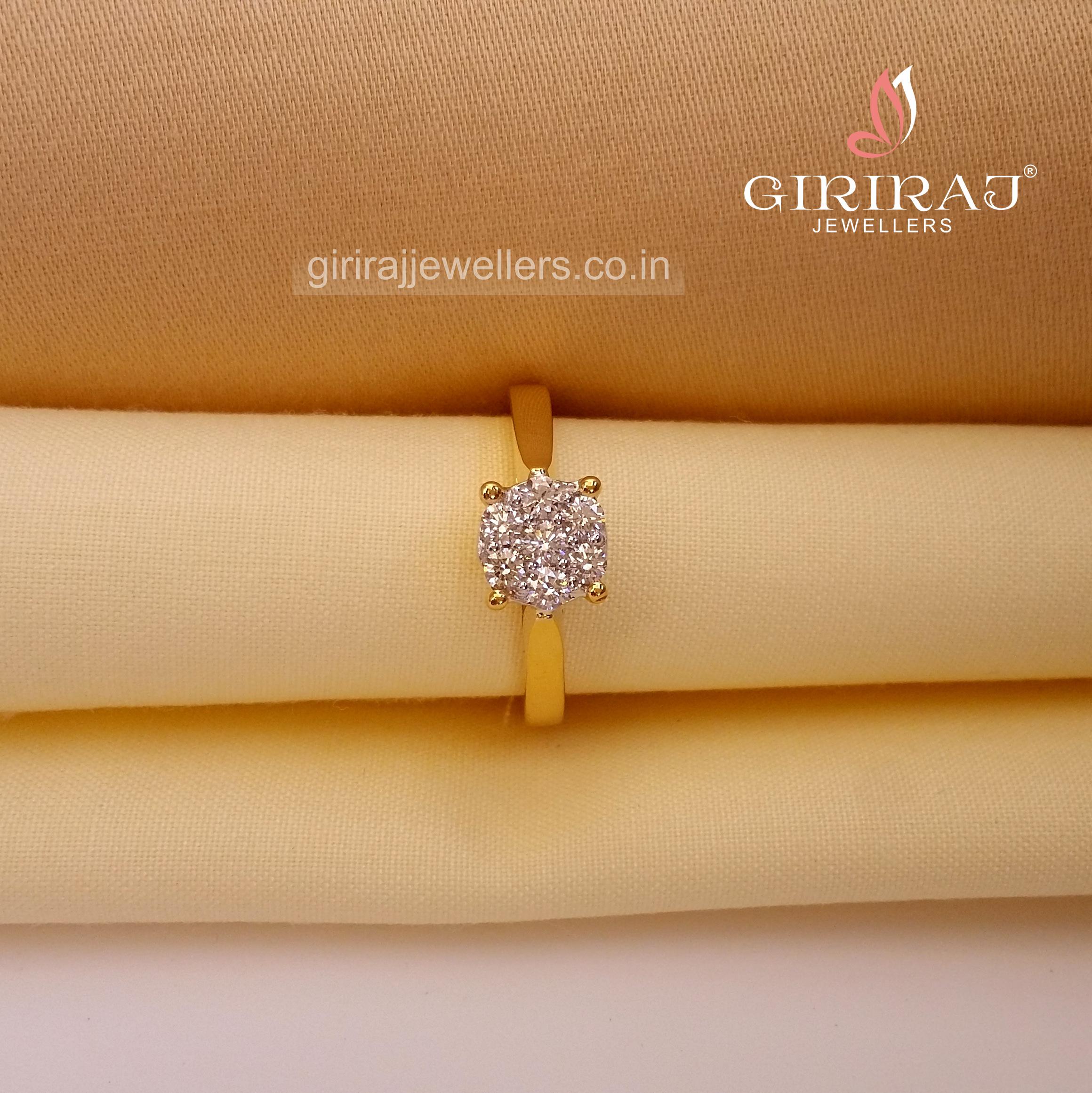 Buy Flare Diamond Ring 18 KT yellow gold (3.68 gm). | Online By Giriraj Jewellers