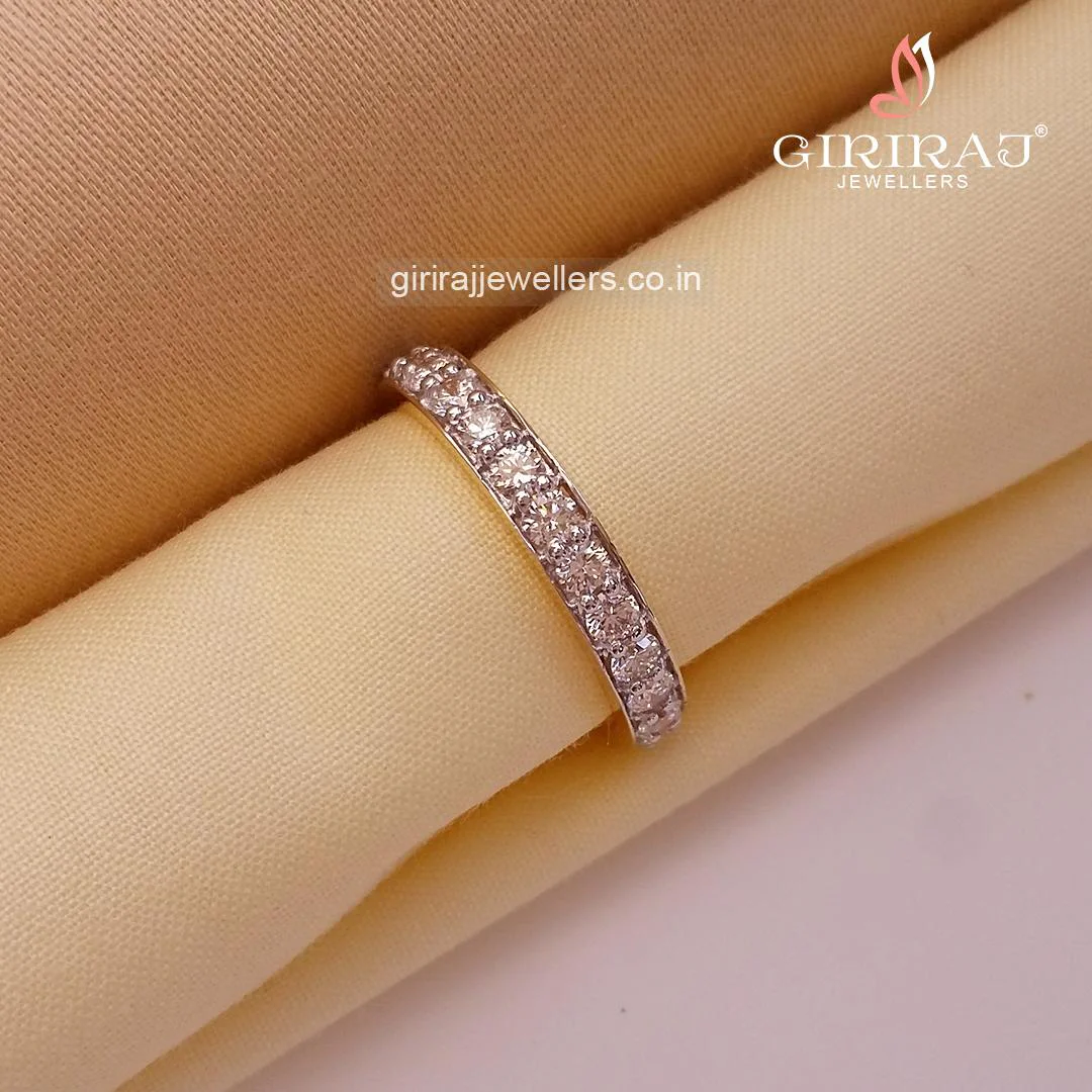 Buy Solidus Diamond Band Ring 18 KT yellow gold (3.52 gm). | Online By Giriraj Jewellers