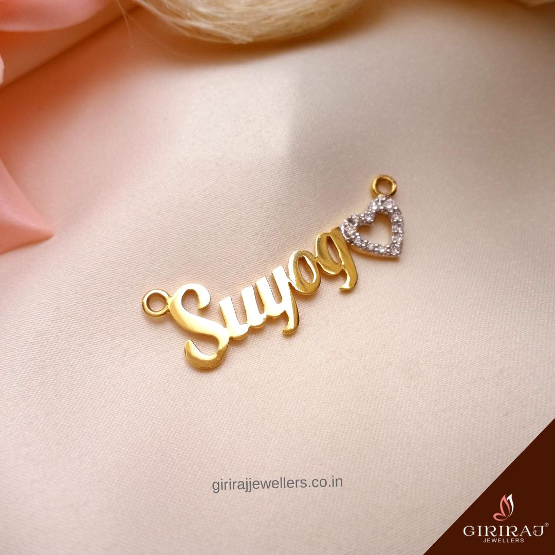 Buy Gold Charm Personalized Name Pendant 18 KT yellow gold (3.9 gm). | Online By Giriraj Jewellers
