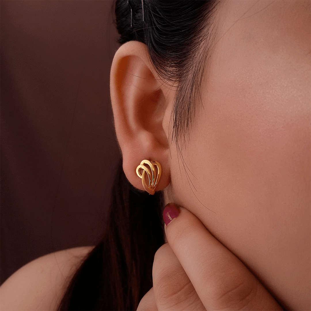 Leaf Inspired Gold Hoop Earrings