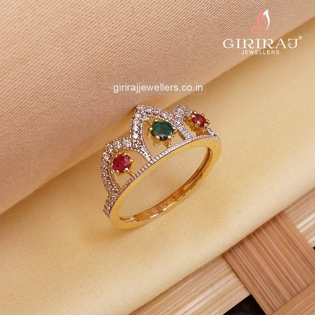 Buy The Regal Art Deco Ring 18 KT yellow gold (3.12 gm). | Online By Giriraj Jewellers