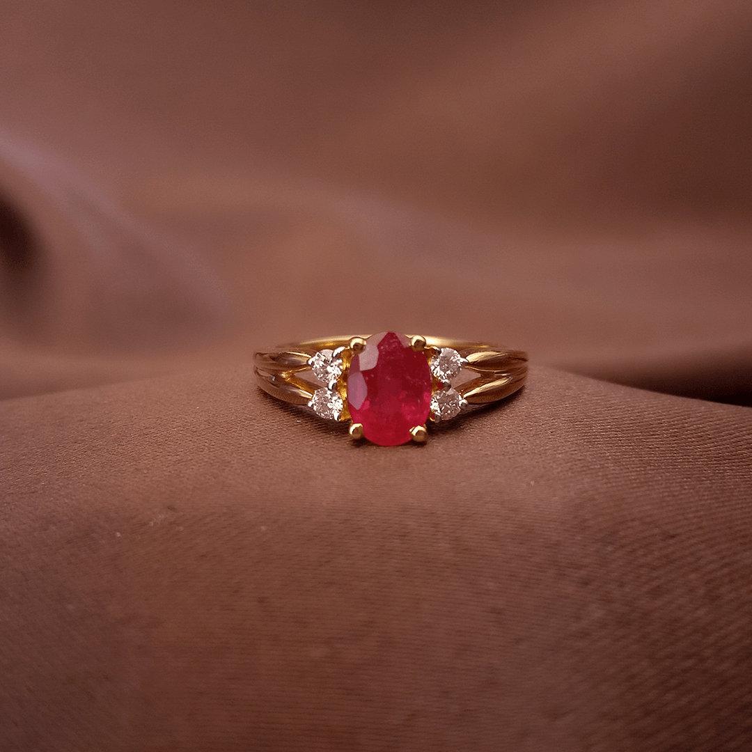 Buy Empress Ruby Diamond Ring 18 KT yellow gold (3.2 gm). | Online By  Giriraj Jewellers