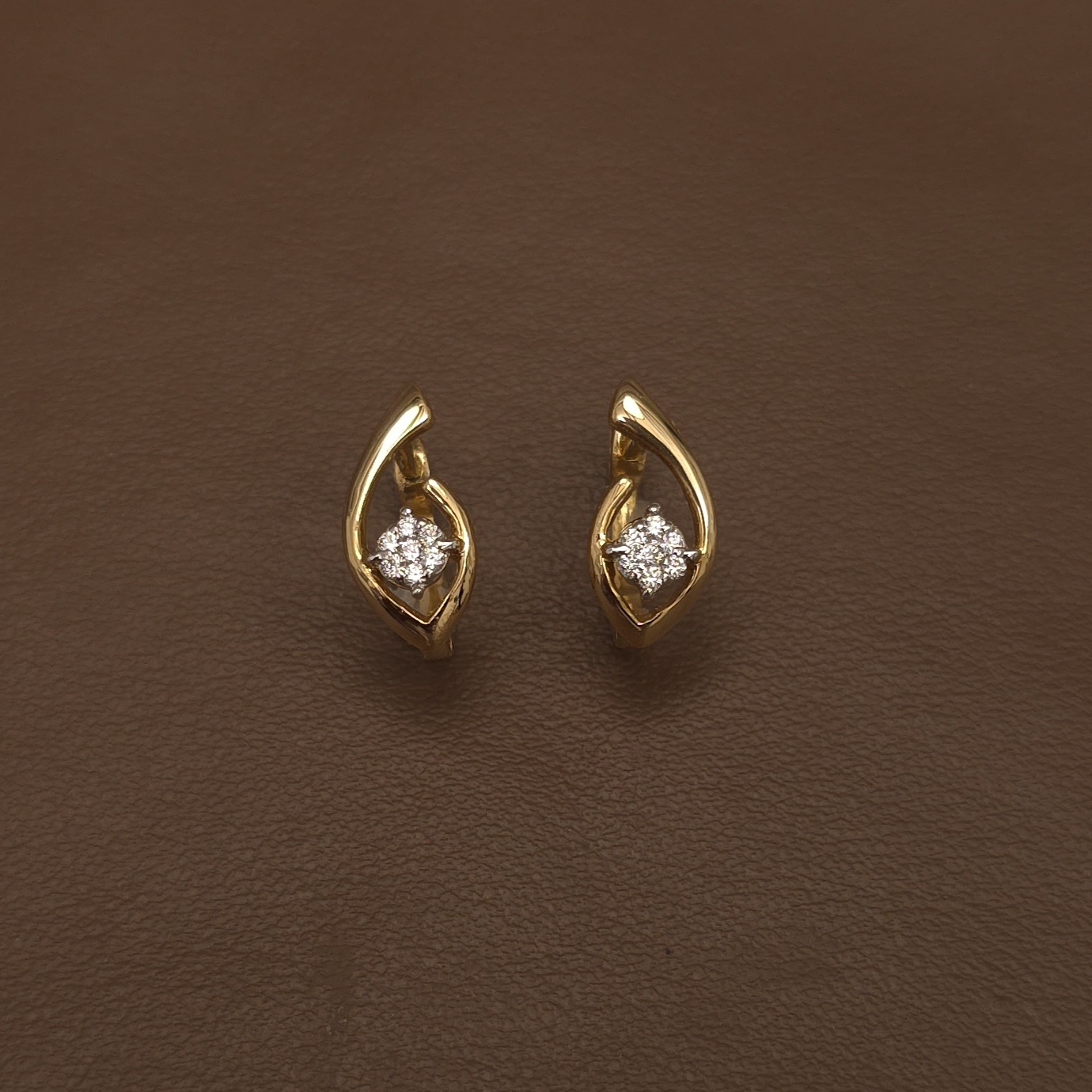 Buy Jennifer Diamond Hoop Earrings 18 KT yellow gold (2.702 gm). | Online By Giriraj Jewellers