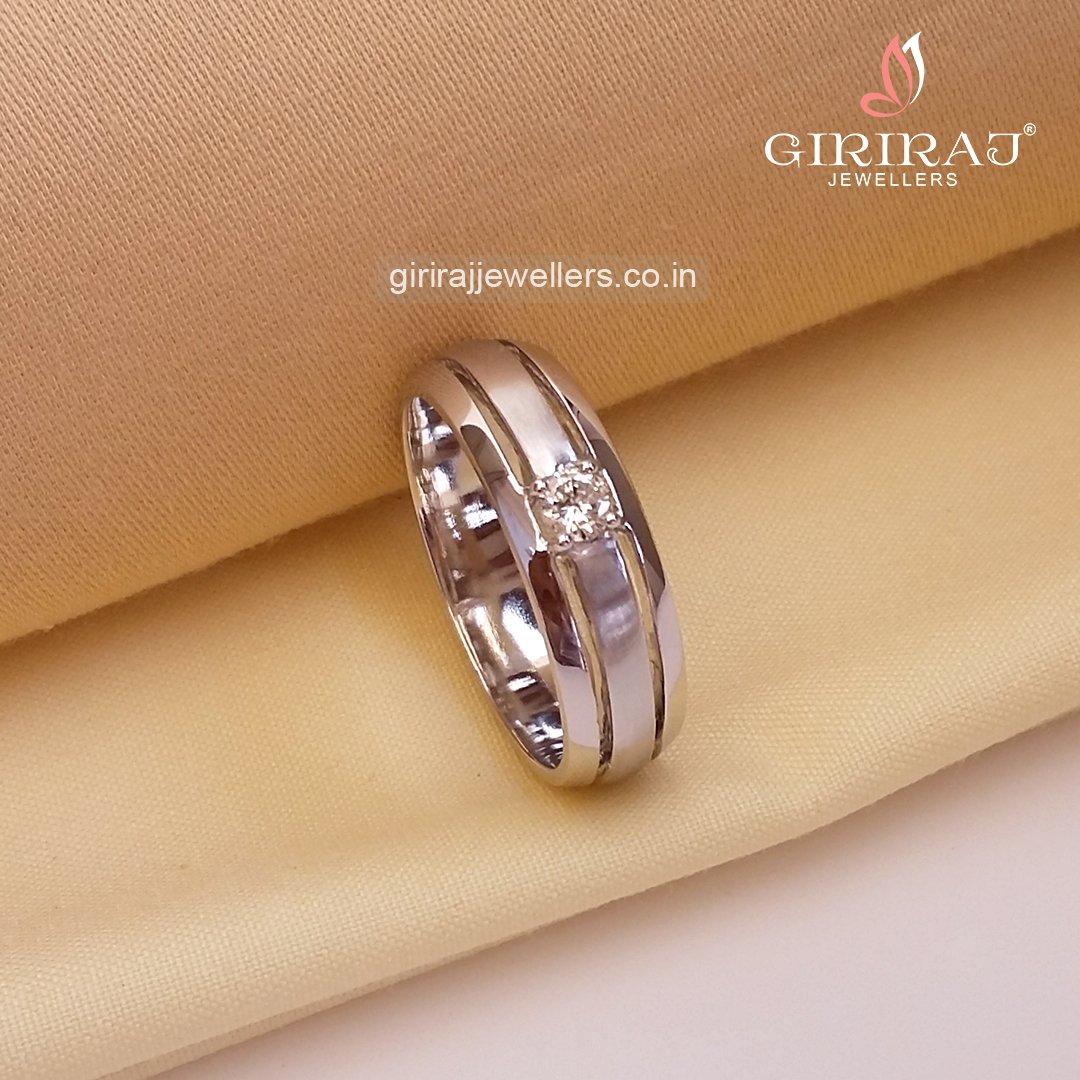 Mens Diamond Accented Wedding Band in 14K White Gold (6mm) | Shane Co.
