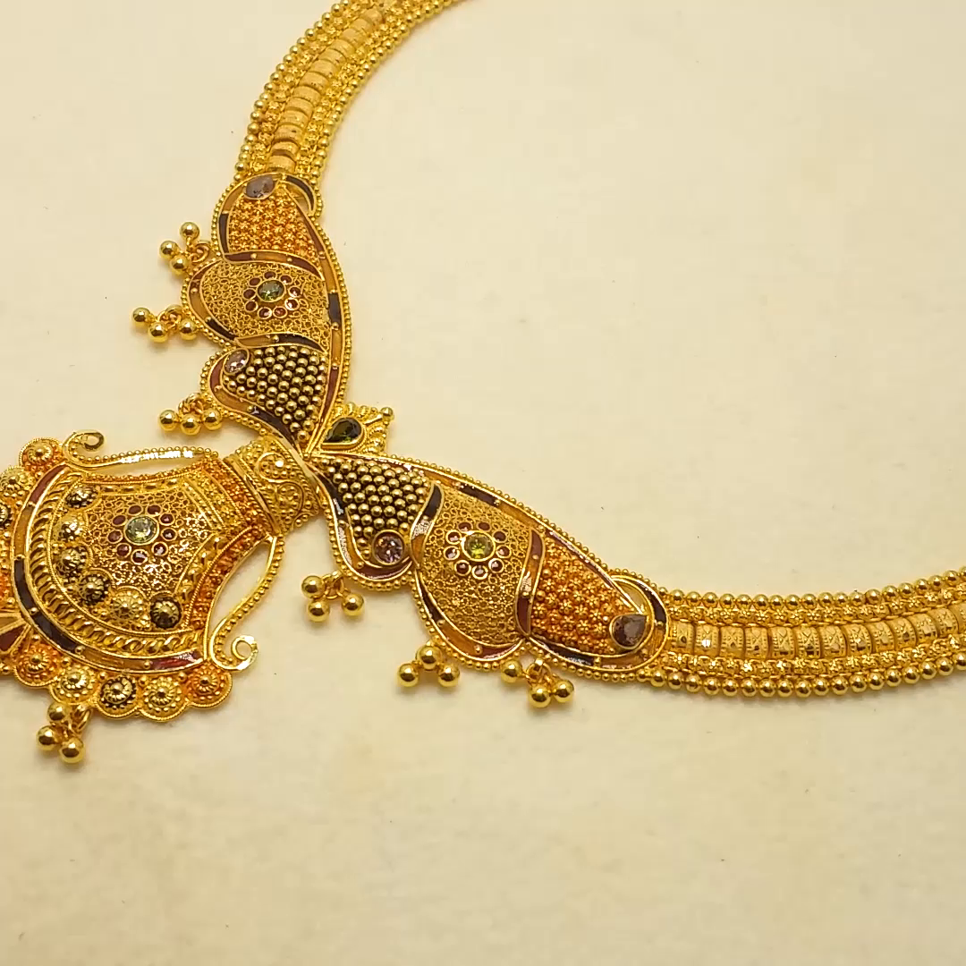 Buy Hansini Royale Gold Necklace 22 KT yellow gold (28.5 gm). | Online By Giriraj Jewellers