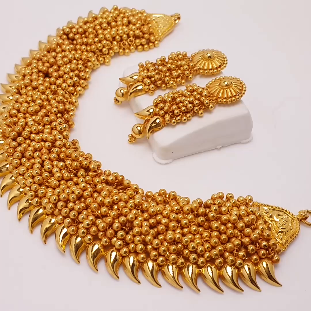 Buy Vaidehi Beaded Gold Necklace 22 KT yellow gold (110.5 gm). | Online By Giriraj Jewellers