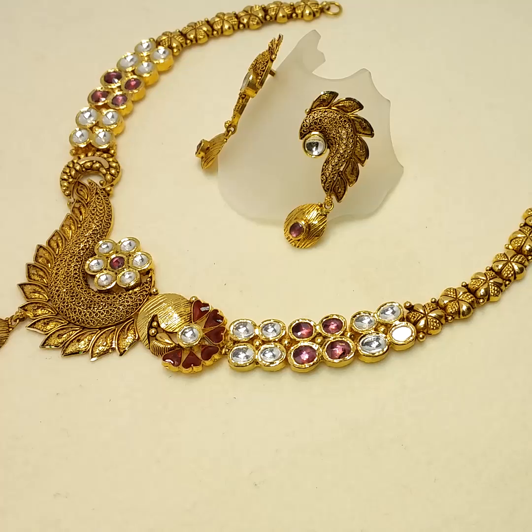 Buy Netri Kundan Gold Necklace 22 KT yellow gold (31.5 gm). | Online By Giriraj Jewellers